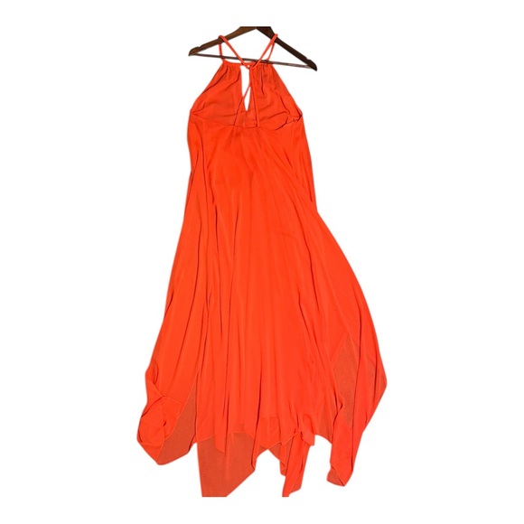 Alice + Olivia Jaelyn Braided Halter Maxi Dress Orange Medium Summer Tangerine - Picture 2 of 8